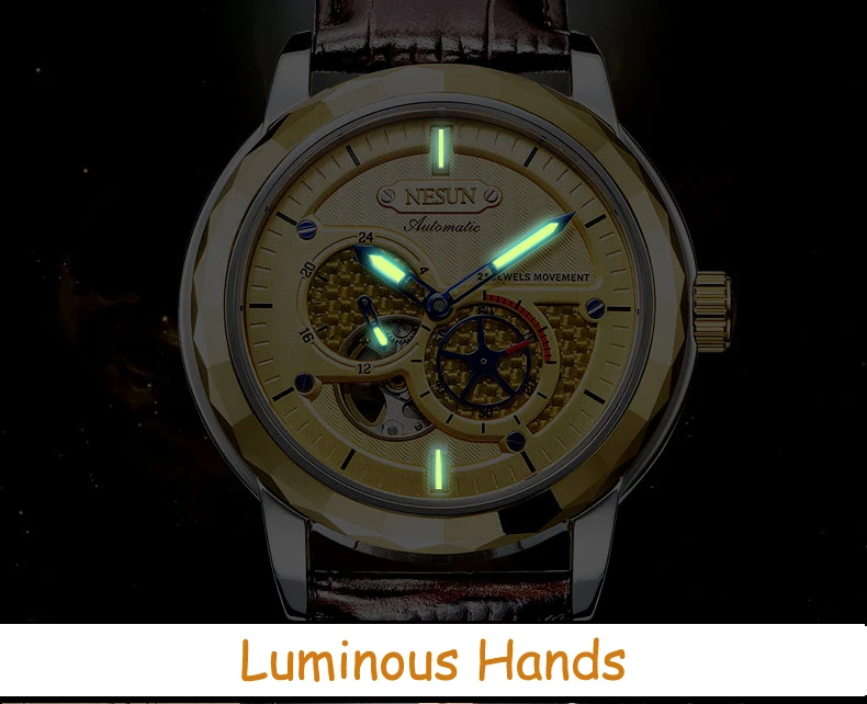 Швейцарские Топ люксовый бренд NESUN Skeleton Tourbillon часы для мужчин автоматические мужские часы 100 м водонепроницаемые спортивные часы relogio N9810-3