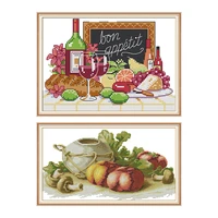crock and tomatoes patterns cross stitch embroidery kits 14ct 11ct printed canvas counted cross stitch wine 2 diy needlework kit