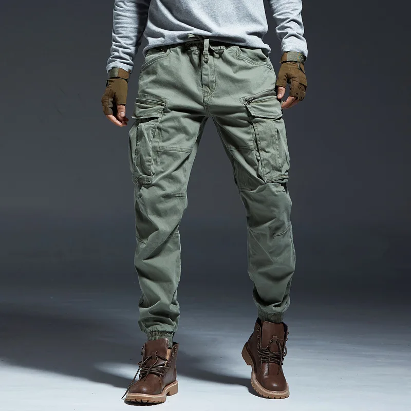 

Autumn Winter Men's Thick Overalls Fashion Ankle Length Jogger Pants Young Students Handsome Pure Cotton Casual Cargo Trousers