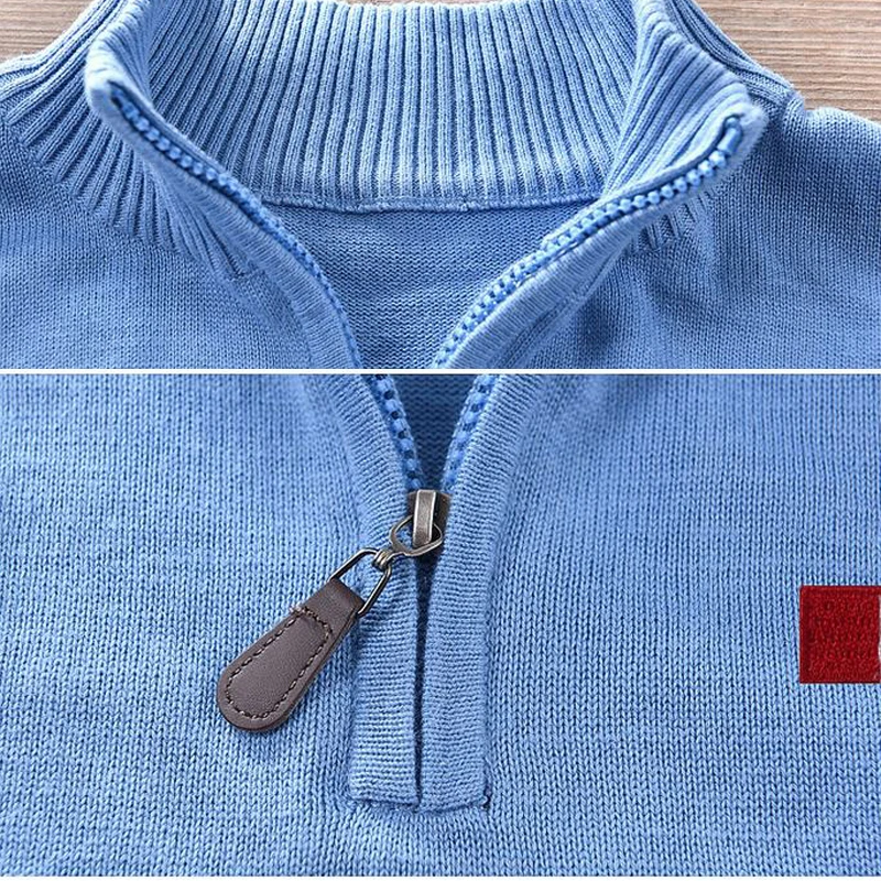 Мужские свитера с длинным рукавом и вышивкой повседневные плотные вязаные