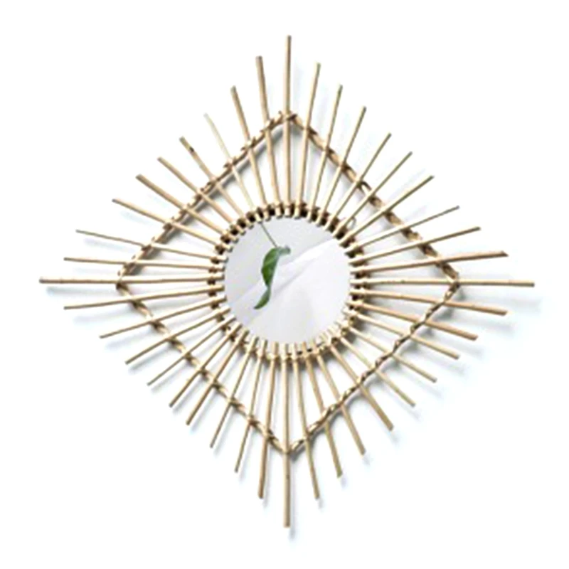 

Rattan Dressing Mirror Innovative Art Decoration Creative Makeup Mirrors Living Room Bedroom Wall Mirror C1FF
