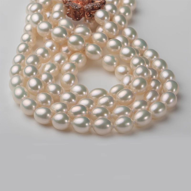 

Stunning 2strands Rice 6mm Genuine Pearl Necklace Special White