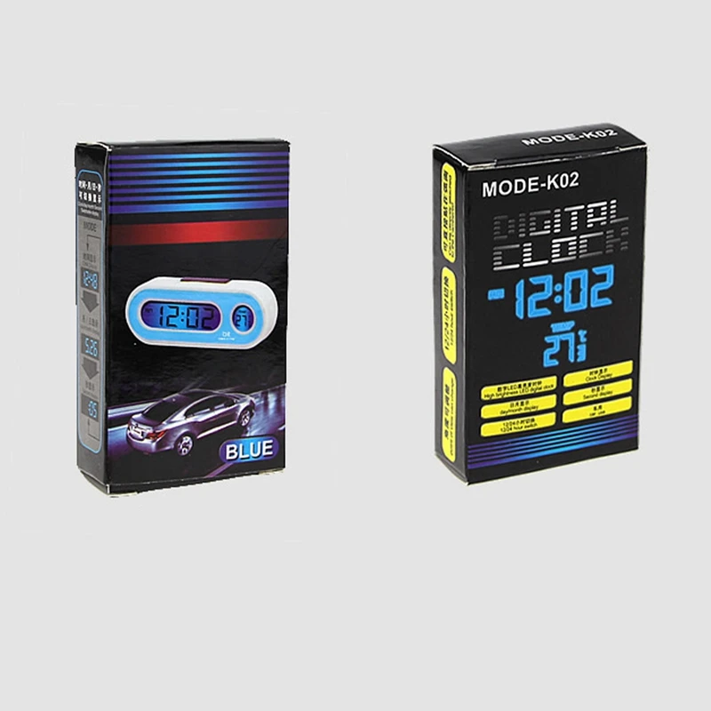 Car LED Digital Electronic Clock Thermometer Mini Luminous Blue Led Temperature Meter and Auto Electron Interior Supplies |