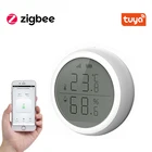 Датчик температуры и влажности Tuya ZigBee, умный дом со светодиодным экраном, работает с Google Assistant и Tuya Zigbee Hub