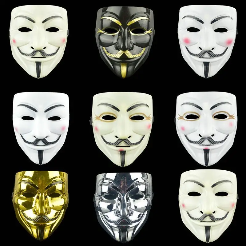 

V Vendetta Masque Anonymous Horror Scary Halloween Christmas Gift Cosplay Masks for The Face Party Props Reusable