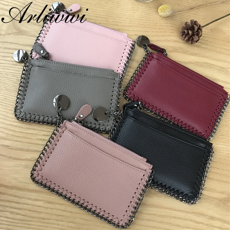 Arliwwi новые женские кошельки из натуральной кожи простые цепи мини личность малым