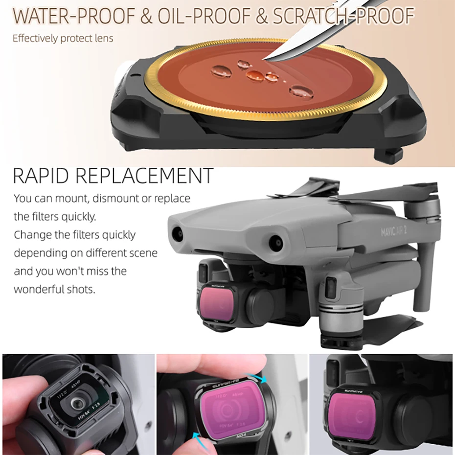 Аксессуары для фильтров DJI Mavic Air 2 регулируемая нейтральная плотность Polar CPL Mavic2