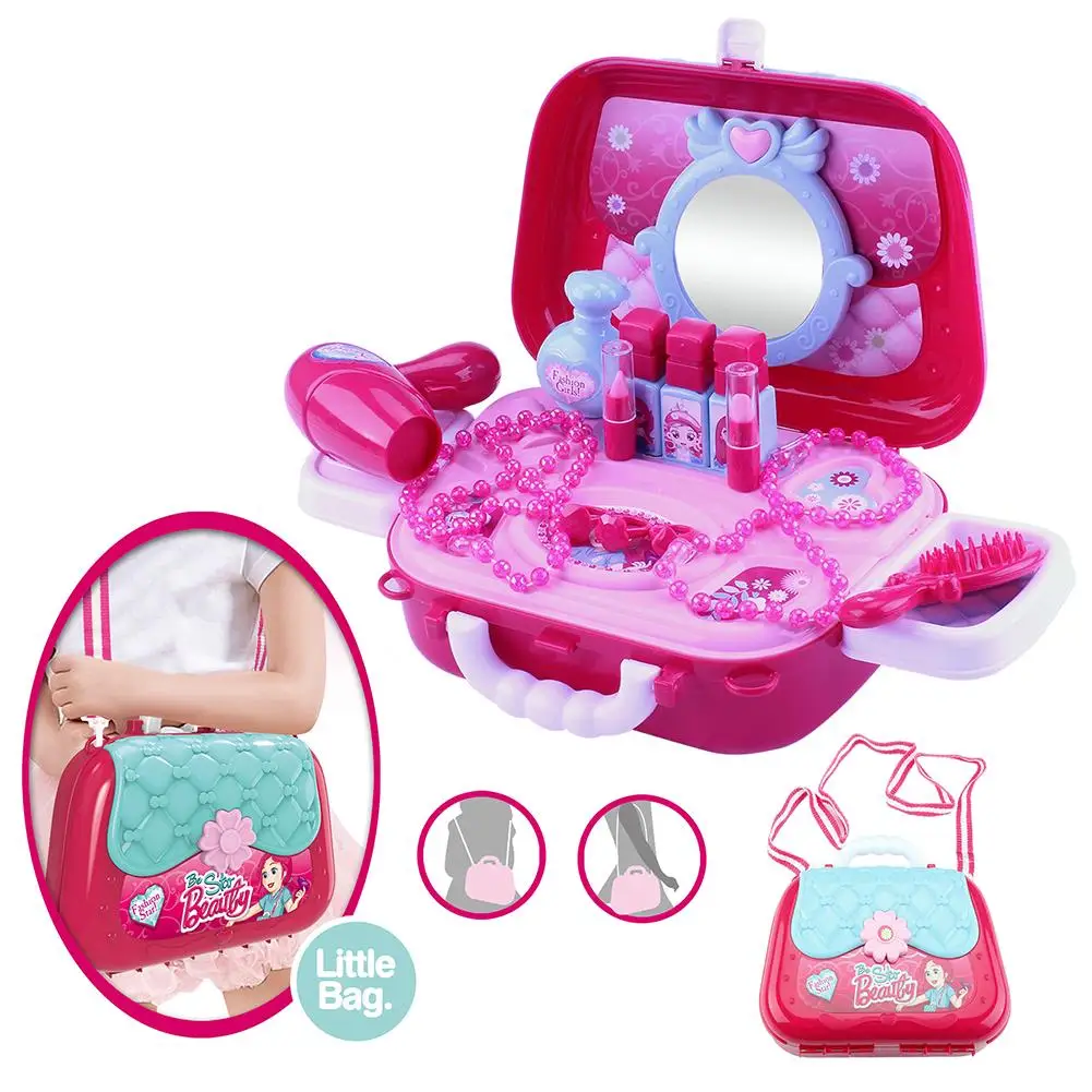 

20Pcs/Set Pink Color Play House Makeup Cosmetics Shoulder Bag Girl Children Development Toy