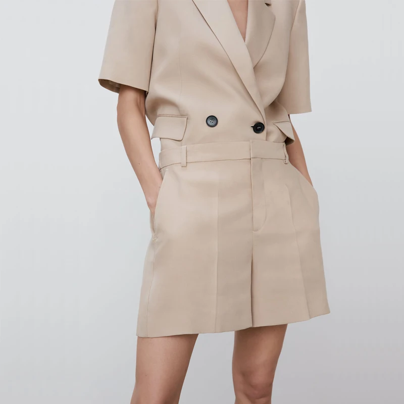 

Summer women's casual solid color high waist loose shorts