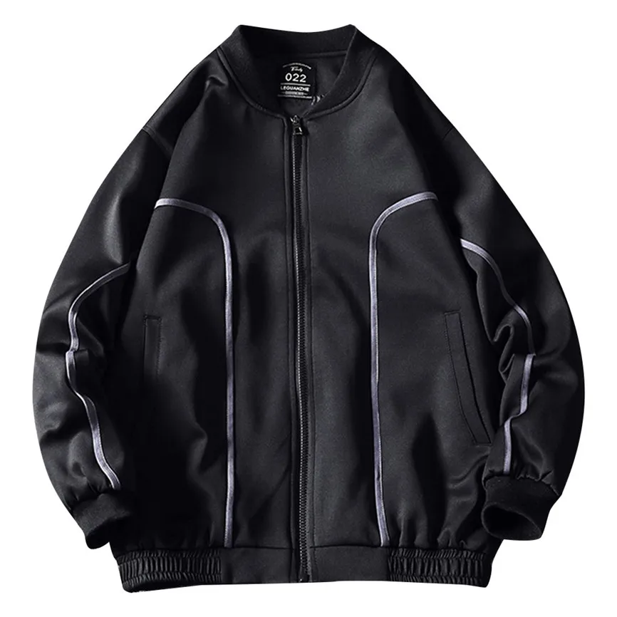 Мужская куртка-бомбер большого размера с длинным рукавом осенняя Повседневная