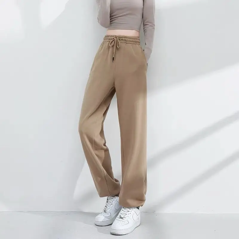 

Woman New Solid Color Wide Leg Classic Pants Female Vintage Office Elegant Casual Trousers Ladies High Elastic Waist Pants A258
