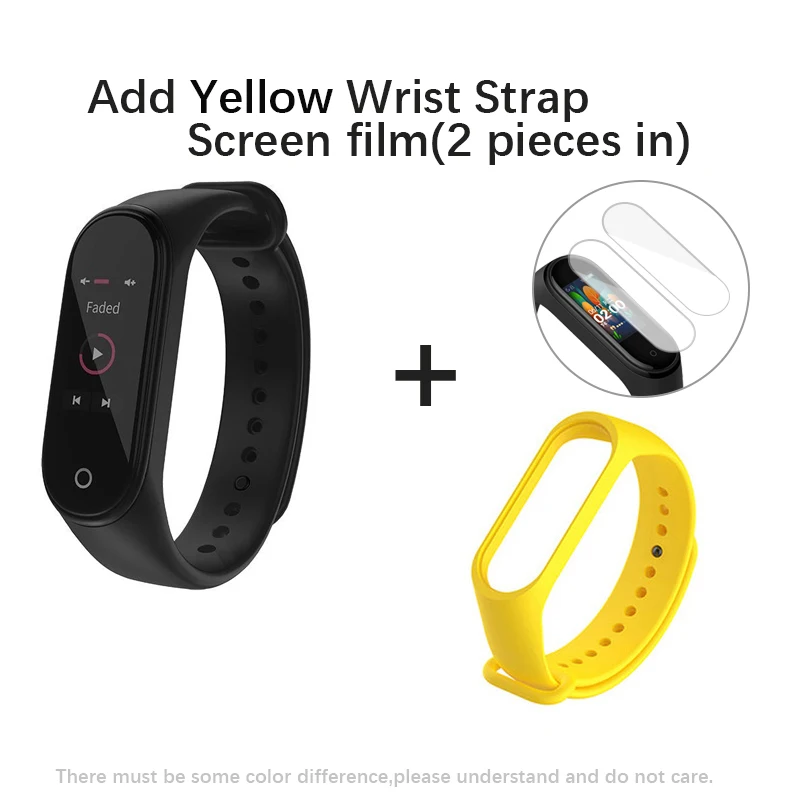 AddYellow WristStrap Глобальная версия Xiaomi Mi группа 4 Смарт Браслет miband 4 Фитнес отслеживание сердечного ритма браслет 3 цвета активно-матричные осид, Сенсорный экран 135 мАч - Цвет: AddYellow WristStrap