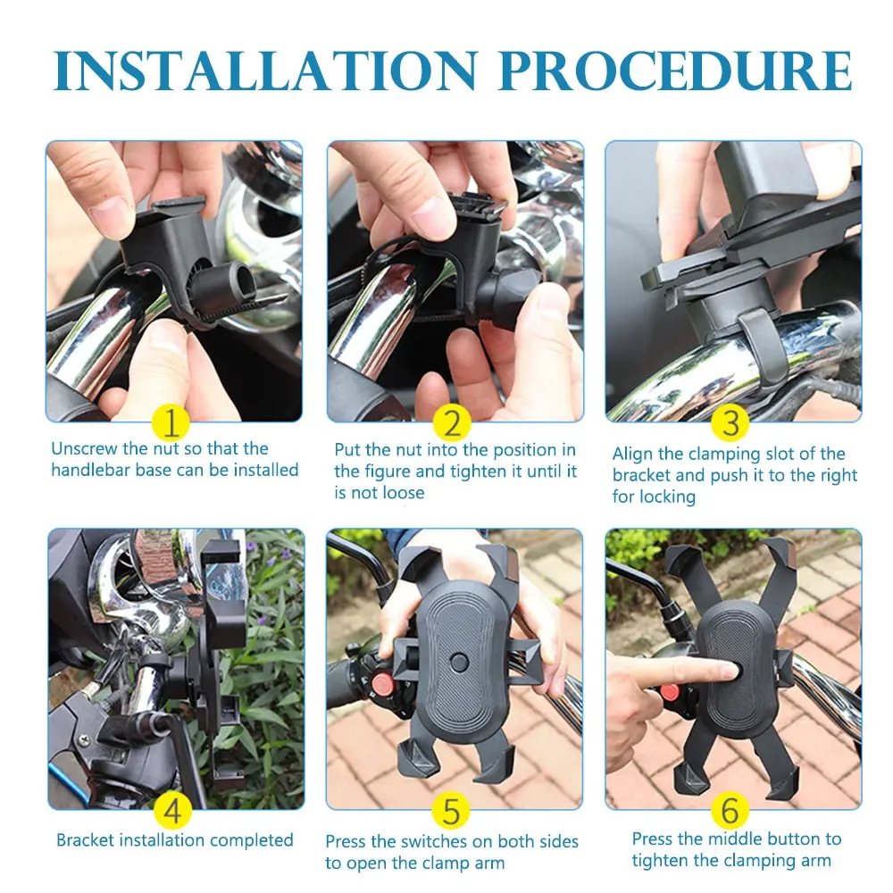 

Anti Shake 360 Rotation Adjustable Smartphone Mount Bracket Universal Bicycle Holder Bike Handlebar Mobile Phone Holder Stand