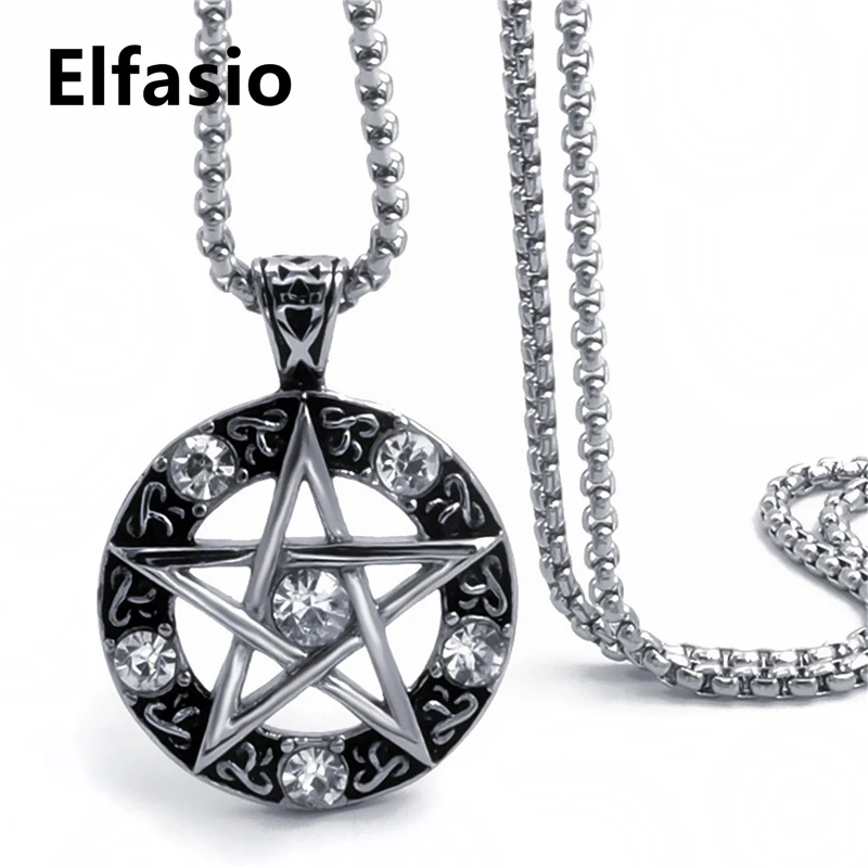 Цепочка с подвеской Elfasio Celtic Wicca из нержавеющей стали для мужчин и женщин ожерелье