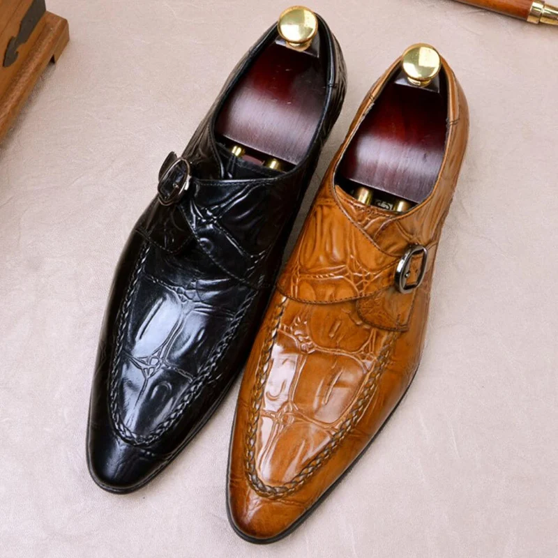 Новинка Роскошный узор Мужские модельные туфли из натуральной кожи