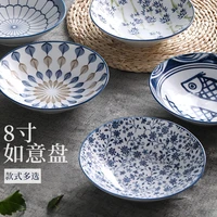 japanese hand painted blue and white underglaze color ceramic tableware ins creative personalized household 8 inch plate