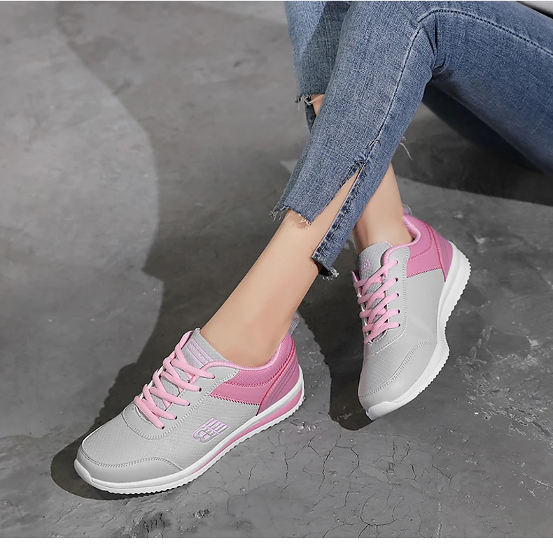 Size 35-41 New Fashion Tennis Shoes for Women Ultra-light Leather Blue Sneakers Gym Sport Shoes Tenis Feminino Basket Femme