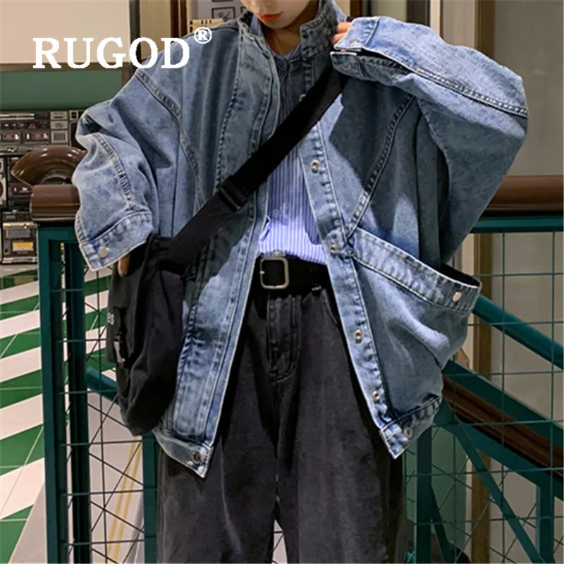RUGOD Jackets Women Stand Collar Long Sleeve Vintage Denim Plus Size Large Pockets Loose Outwears 2019 Autumn And Winter Veste Jean Femme |