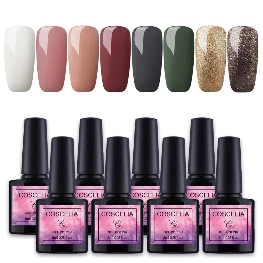 Only 8pcs Gels Маникюрный набор с 36 Вт УФ светодиодный светильник Сушилка полный 40 цветов Набор для ногтей инструменты для маникюра Набор гель-лаков для ногтей все для маникюра - Цвет: Only 8pcs Gels