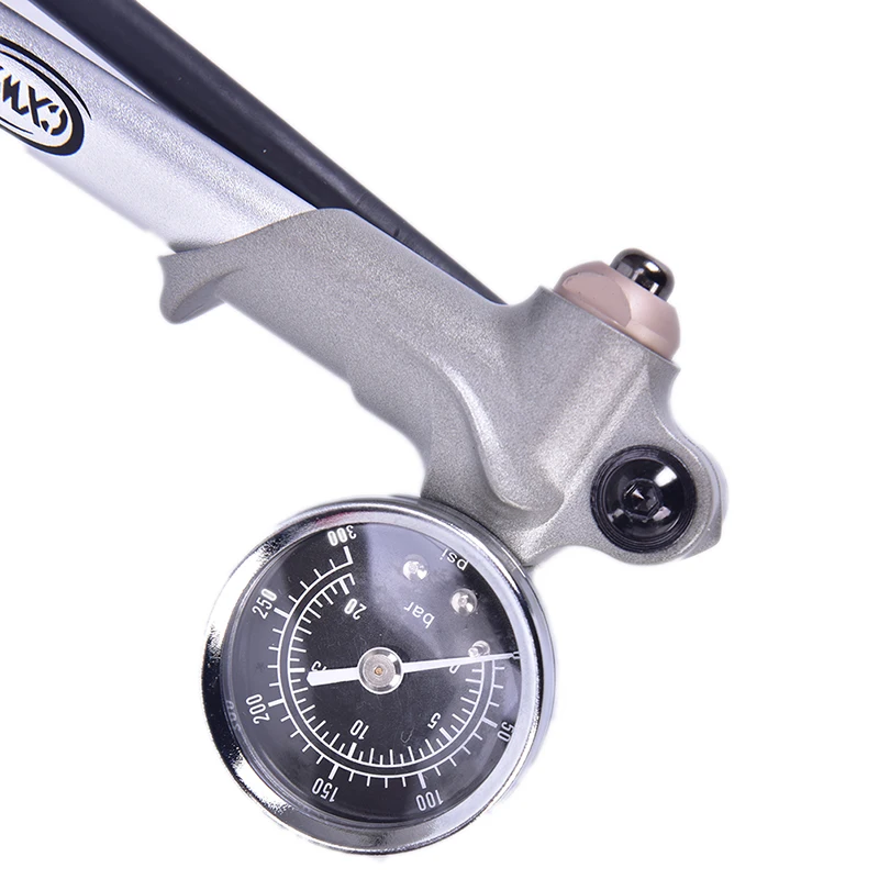 

300PSI Air Supply Inflator Bicycle Pump To Inflate Fork Shock Fits Schrader With psi/bar Gauge Bleeder Foldable Hose