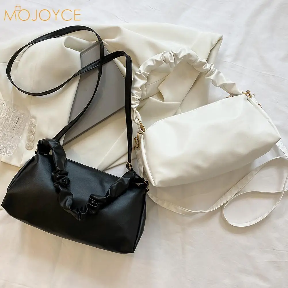 

Fashion Women PU Leather Solid Color Pleated Shoulder Crossbody Messenger Bag Casual Ladies Small Purse Handbags Totes