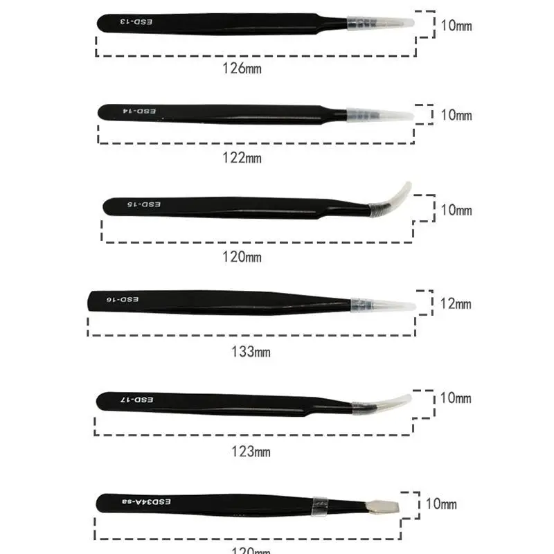 Geoeon 9 шт. набор антистатических пинцетов из нержавеющей стали для ремонта