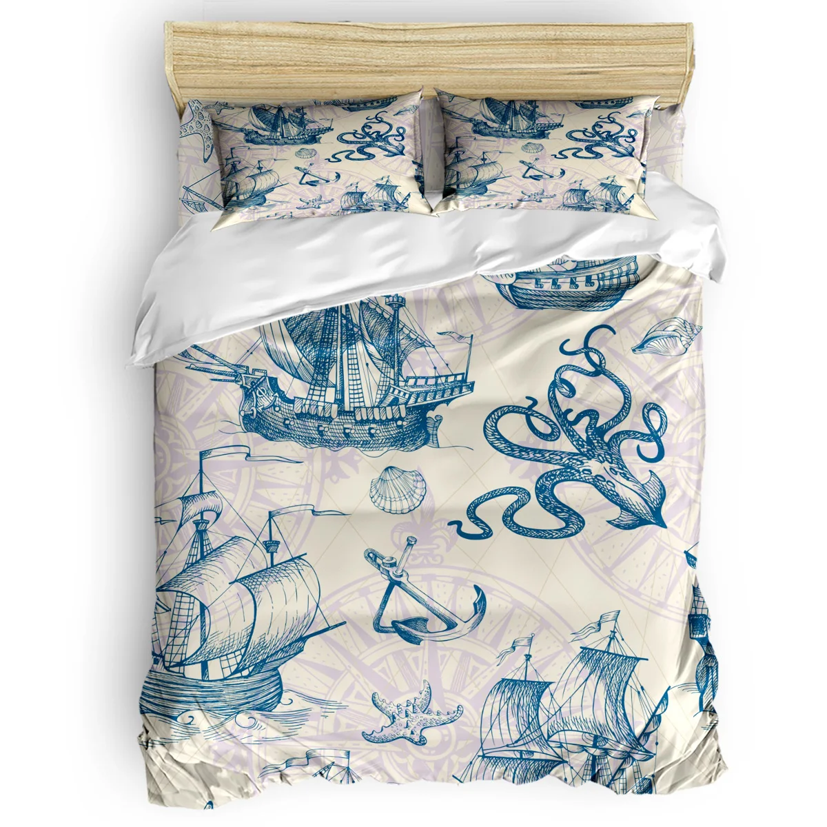 

2/3/4 шт., Комплект постельного белья в стиле «Осьминог»