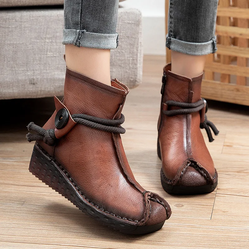 

Женские кожаные ботинки на платформе, Повседневная Удобная Обувь для вечеринок, 2021