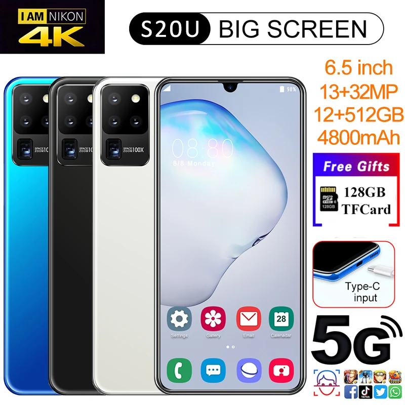 

S20U 10GB+512GB Large Memory Android 9.0 13MP+32MP Camera 6.5"HD Screen 4800mAH Battery Face ID Unlock MT6799 Dual SIM Card