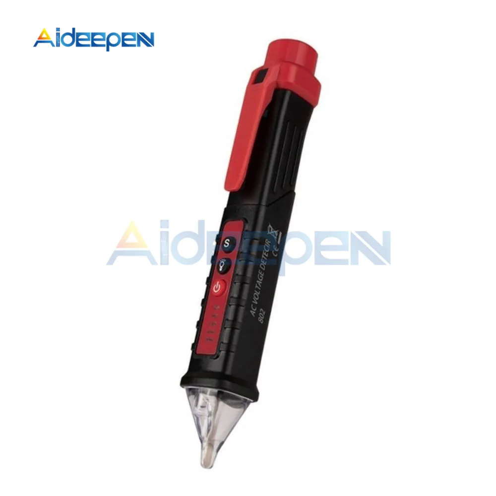 Black VD802 Бесконтактный детектор напряжения переменного тока тестовый er 12 V-1000 V светодиодный измеритель напряжения Vape ручка розетка вольтметр Индикатор тестовая ручка - Цвет: Black