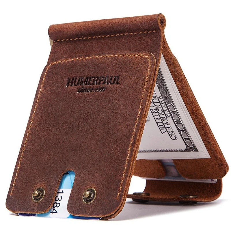 

Men Vintage Slim Bifold Wallet Money Clip Mufti-functional Business Leather Cash ID Credit Card Holder