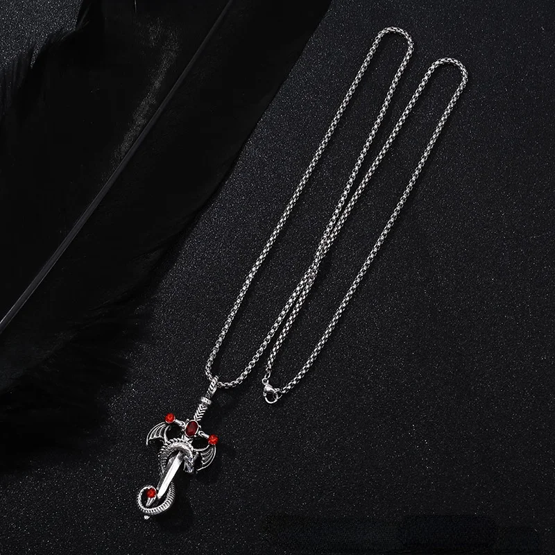 Ожерелье мужское из титановой стали длинная цепочка на шею в национальном стиле