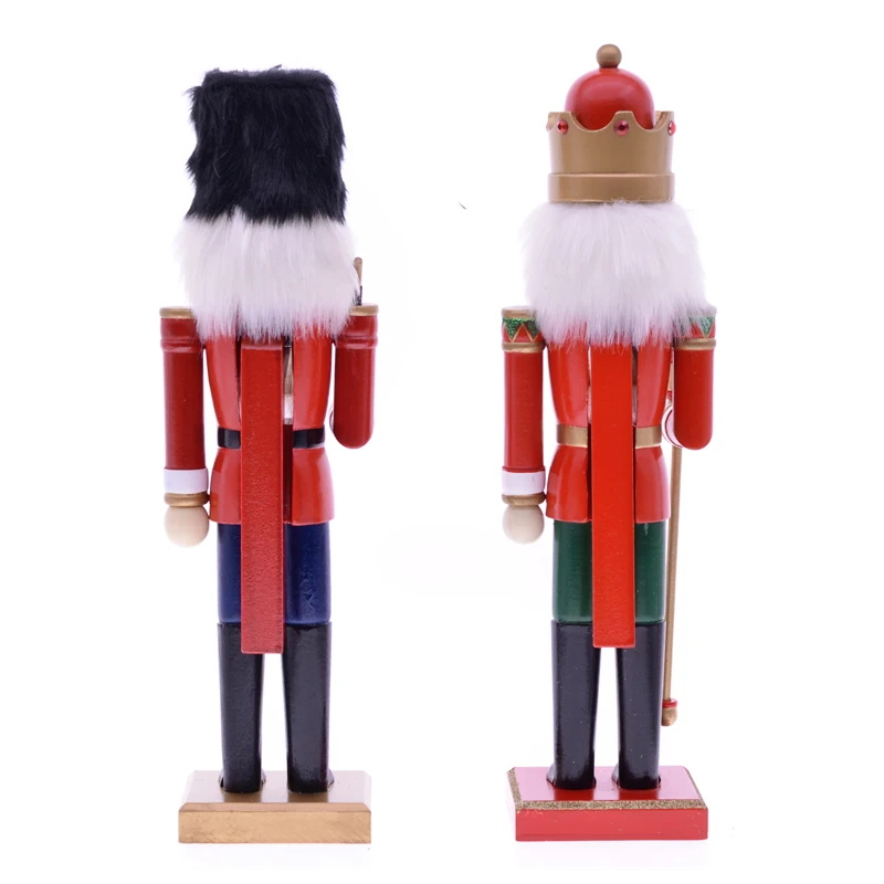 

MYBLUE 2Pcs/Set 36cm Wooden Soilder Statue Nutcracker Sculpture Figurine Christmas Ornaments Home Room Decoration Accessories