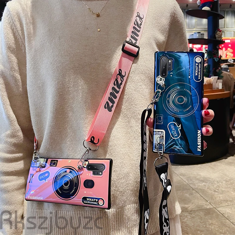

For Samsung Galaxy S11 Pro S10 Plus Case 3D Retro Camera Silicone Back Cover With Strap For Samsung Galaxy S11 S11E S10 S10E