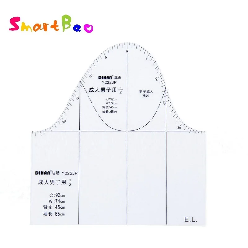 

1:2 Men Sleeve Pattern Making Ruler 1/2 Scale Plastic Sewing Ruler