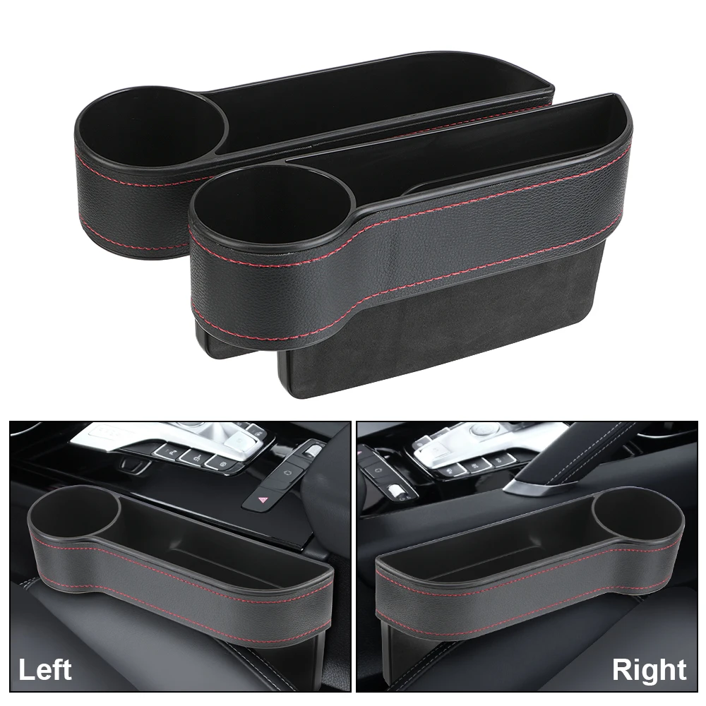 

Universal Seat Gap Slit Box Leather Car Organizer Box Phone Bottle Keys Holder Car Seat Gap Storage Case With Charging Hole