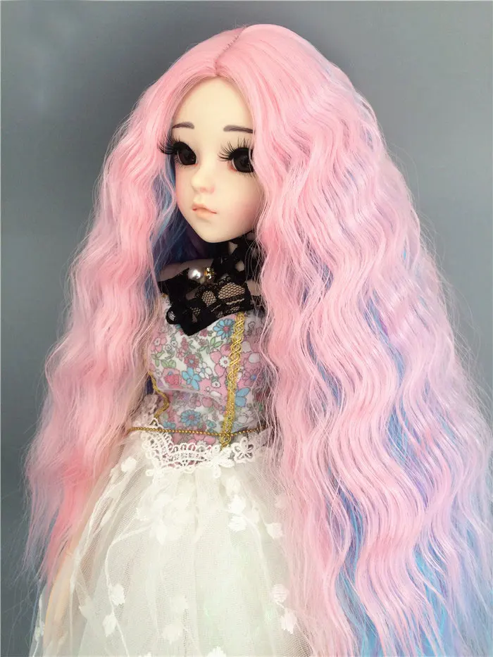 4 only wig 1/3 1/4 1/6 1/8 bjd jd кукольный парик синего и розового цвета с длинными волосами часть лапша быстрого приготовления рулон кукла curl парик аксессуары для куклы - Цвет: 4 only wig
