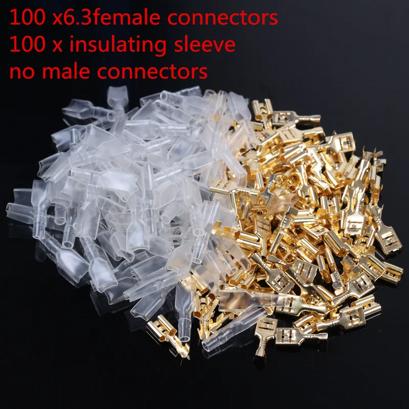 200pcs 6.3mm no male 200 шт. 2,8/4,8/6,3 мм соединители проводов обжимных разъёмов, коннекторов для обжимные клещи женский/мужской стержни лопаты с прозрачная изоляционная одежда с длинным рукавом - Цвет: 200pcs 6.3mm no male