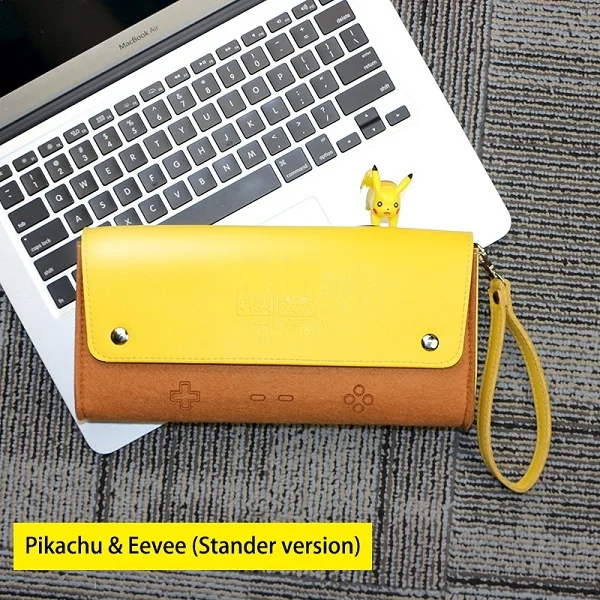Pikachu Stander Кожаный чехол с переключателем, мягкая дорожная сумка для переноски, аксессуары для консоли, портативная оболочка для хранения Пикачу 1, Mario1, Eevee1 - Цвет: Pikachu Stander