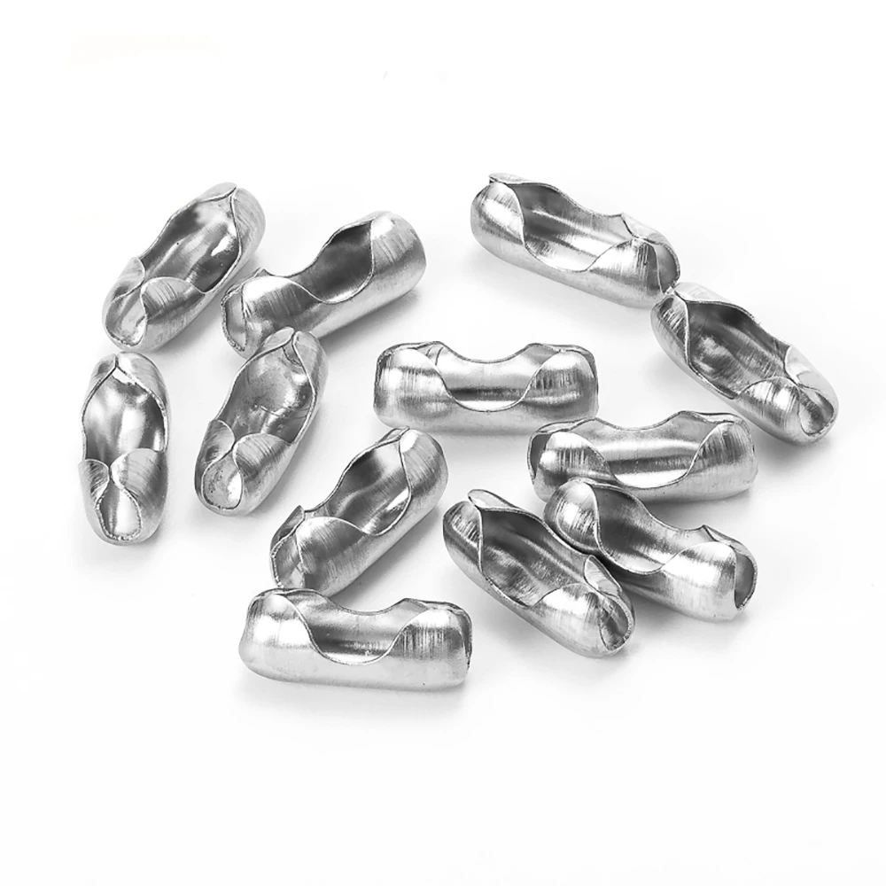 

10pcs 1-10mm Beads Waist Buckle Stainless Steel Ball Bead Chain Connector Necklace Parts For DIY Jewelry Making Finding Supplies