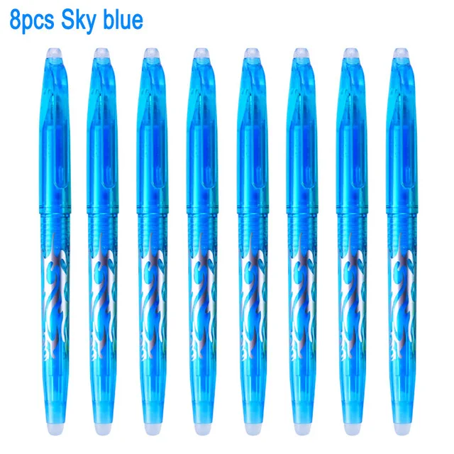 8pcs sky blue DELVTCH 0,5 мм стираемые костюм гелевая ручка синий/черные чернила магия стираемую заправки и ручки Комплект для школы и офиса пишущих инструментов студент S - Цвет: 8pcs sky blue
