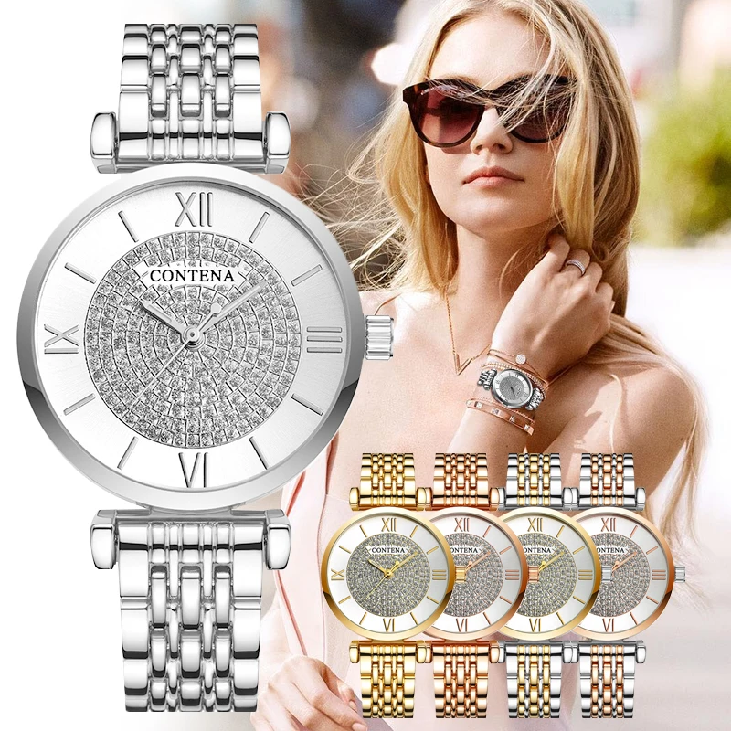 CONTENA Relogio Feminino ЖЕНСКИЕ НАРЯДНЫЕ часы Reloj Mujer 2020 женские из нержавеющей стали со