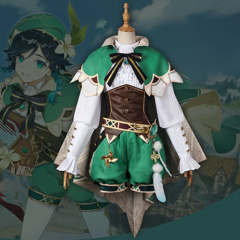 

Anime Genshin Impact Venti Game Suit Uniform Cosplay Costume Halloween Outfit For Women Outfit XS-XXL New 2021