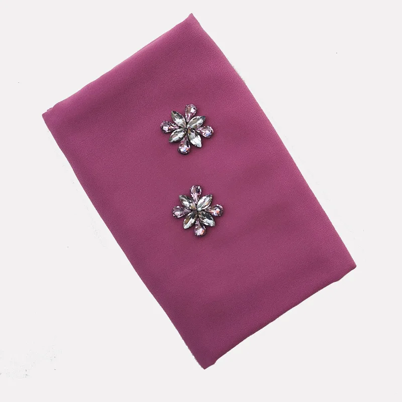 

2021 New Fashion Muslim Chiffon Scarf Summer Breathable Water Diamond Quality All-match Head Scarf Hui Nationality Cap