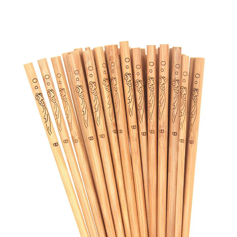 

Five Pairs Chopsticks Carved Food Sticks Bamboo Chopsticks Set Durable Non-slip Anti-scalding Sushi Sticks For Dishwasher