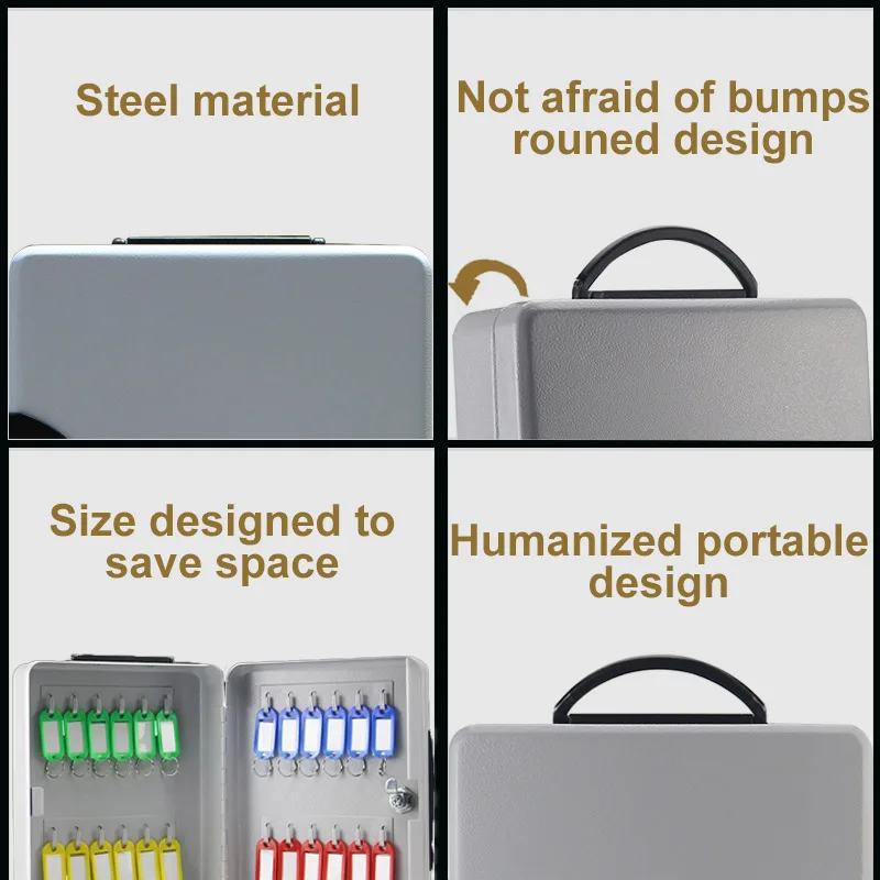 

Key management box wall-mounted / portable car key storage household key safe box cabinet with 24 bit key cards