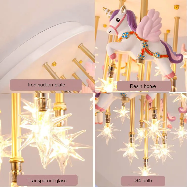 Веселая карусель Форма Led милый Спальня светильник s для девочек Детская комната