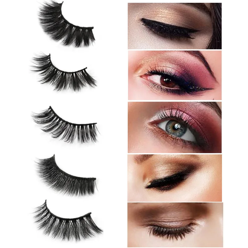 

5 пар/набор 3D мягкие норковые Накладные ресницы с клеем Wispies смешанные стили естественные длинные норковые ресницы, ручная работа, полоски р...