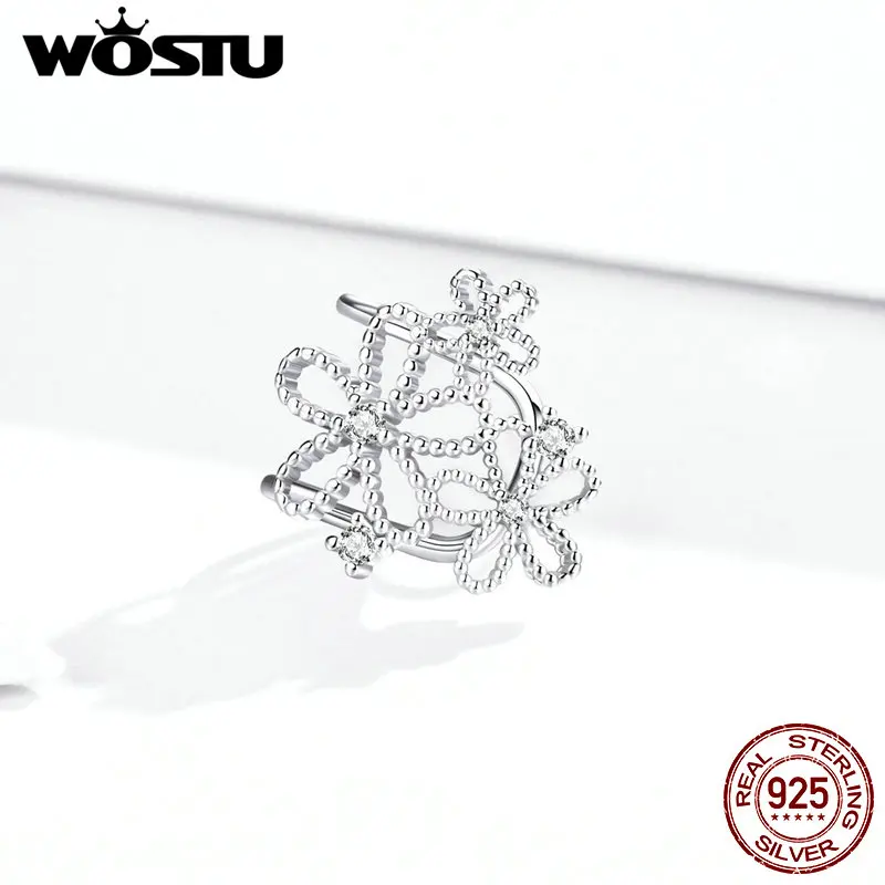 Женские серьги-гвоздики в виде цветка снежинки WOSTU свадебные маленькие серьги из