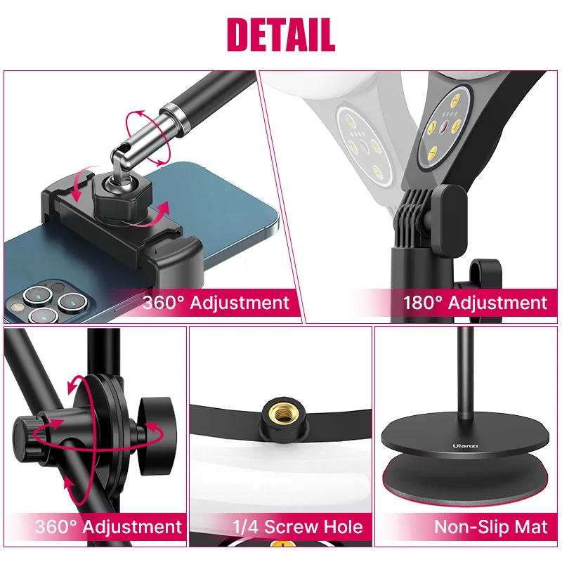 Ulanzi для рабочего стола селфи кольцо светильник с регулируемым держателем